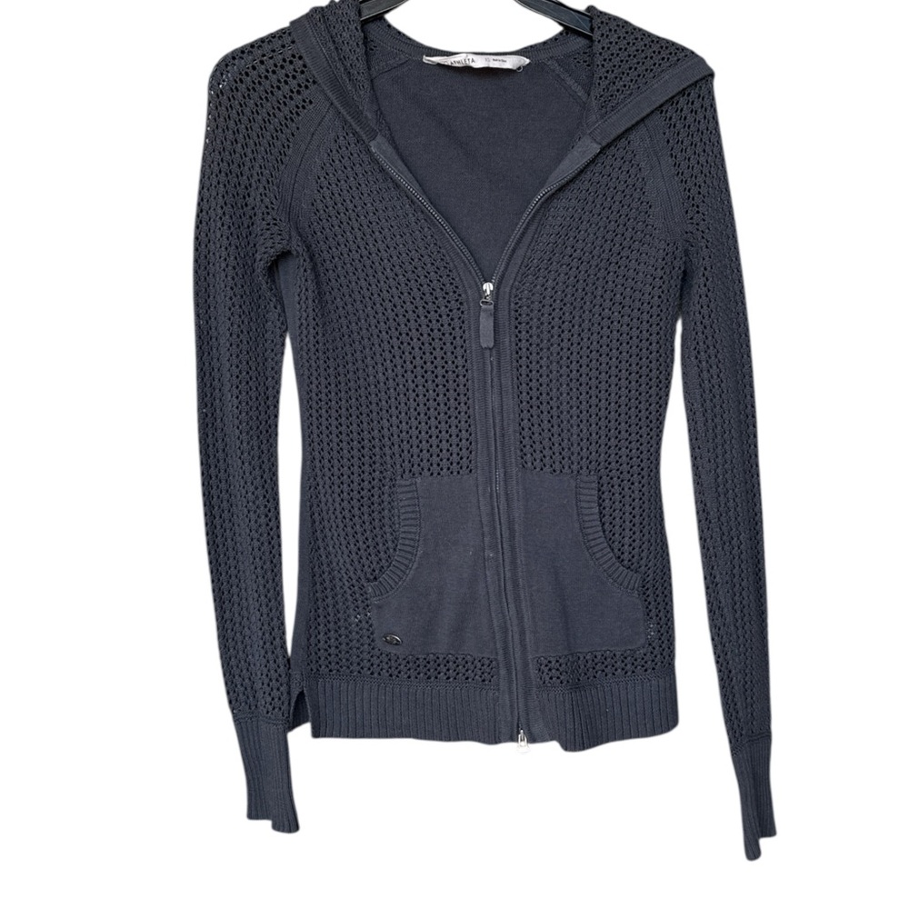 Athleta Dark Gray Hooded Zip Up Cardigan Size XS